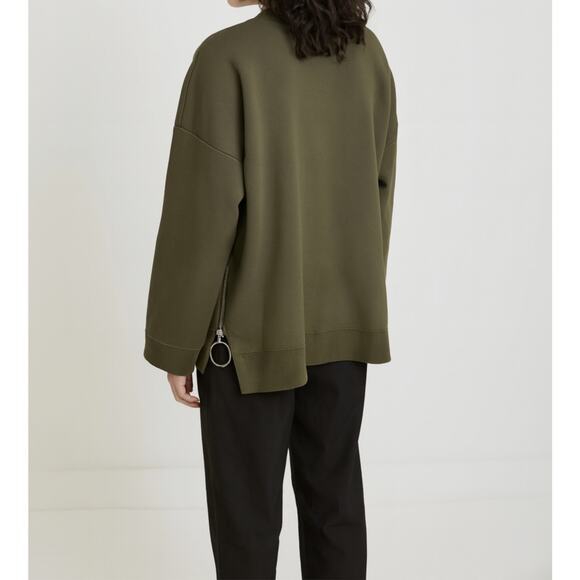 Paco Rabanne Oversized Cotton Side Zip Sweater Green Crewneck Size Medium - Picture 7 of 10